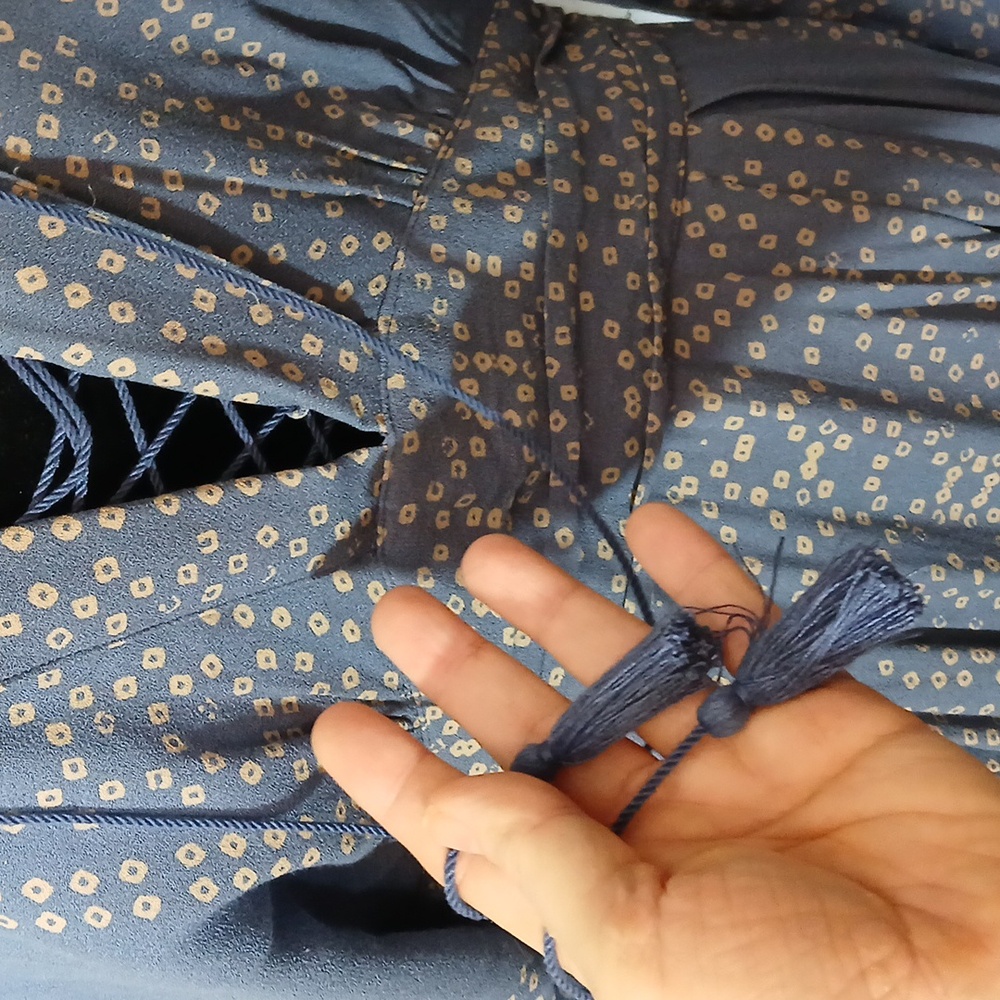 💙 Rare Free People Moroccan Print Kaftan Dress | Size 12 | Boho Gypsy Vibes - Picture 5 of 12
